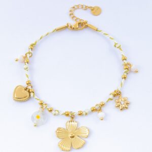 Bracelet fleur coeur et perles