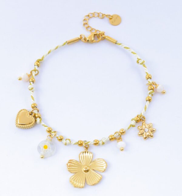 Bracelet fleur coeur et perles
