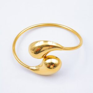 Bracelet jonc doré design contemporain goutte