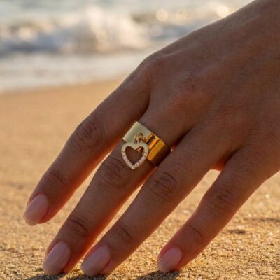 Bague Agathe – Cœur Ajouré Doré