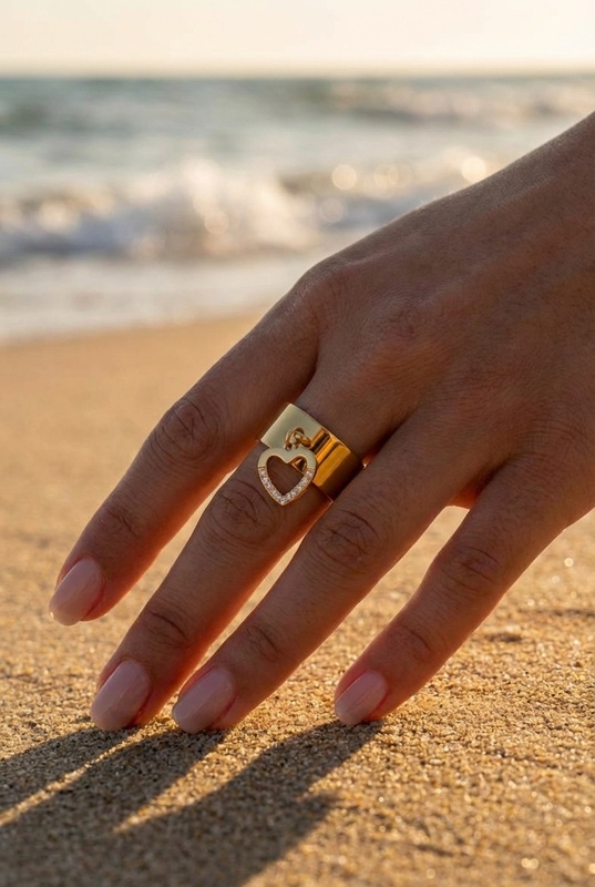 Bague Agathe – Cœur Ajouré Doré