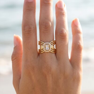 Bague Louna – Anneau Croisé Zirconium