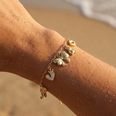 Bracelet Camille – Charms nœud cœur et sucette