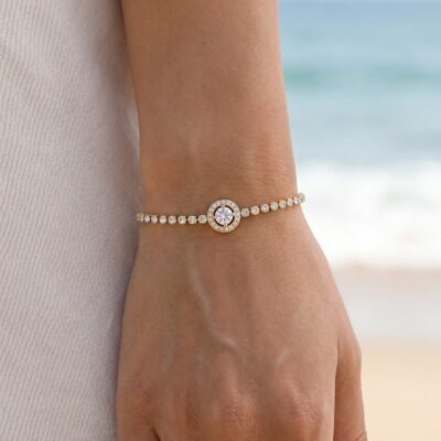 Bracelet Clémence – Strass et pendentif halo
