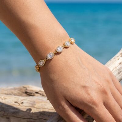 Bracelet Héloïse – Chaîne dorée médaillons strass