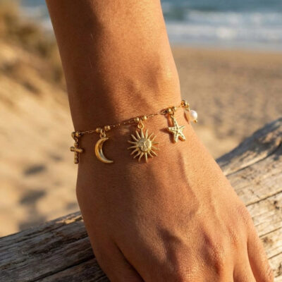 Bracelet Iris – Charms lune soleil étoile