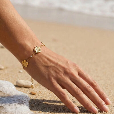 Bracelet Lilou – trèfles dorés porte-bonheur