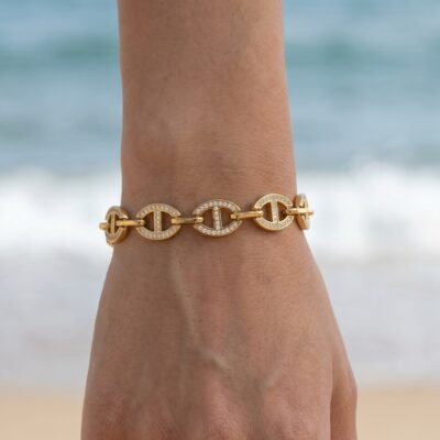 Bracelet Livia – Chaîne dorée maillons strassés