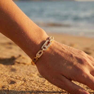 Bracelet Wallis – Maillons dorés sertis de strass