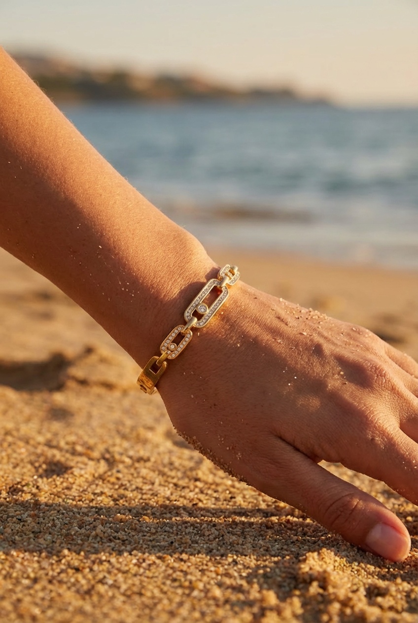 Bracelet Wallis – Maillons dorés sertis de strass
