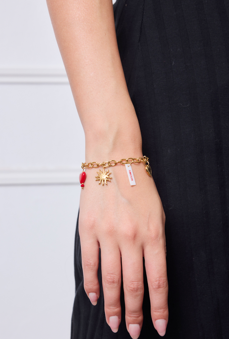 Bracelet Ysée – Chaîne dorée breloques Amour