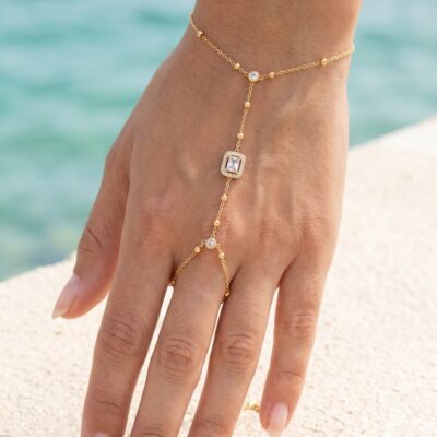 Chaîne de Main Agathe – Cristal émeraude scintillant