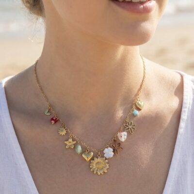 Collier Agathe – Breloques multicolores porte-bonheur