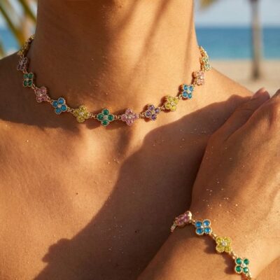 Collier Capucine – Trèfles Multicolores
