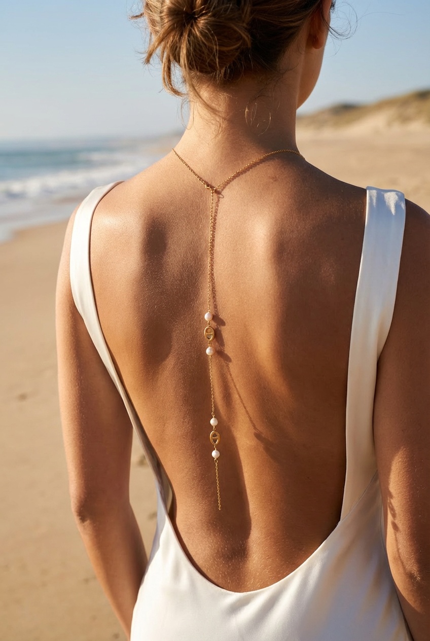 Collier de Dos Alba – Ligne Perlée Graphique