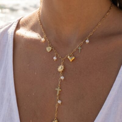 Collier Inès – Sacré-Cœur & Croix Dorés