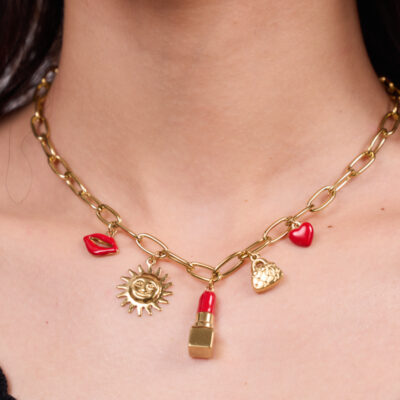Collier Juliette – Chaîne Dorée Breloques Pop Glamour