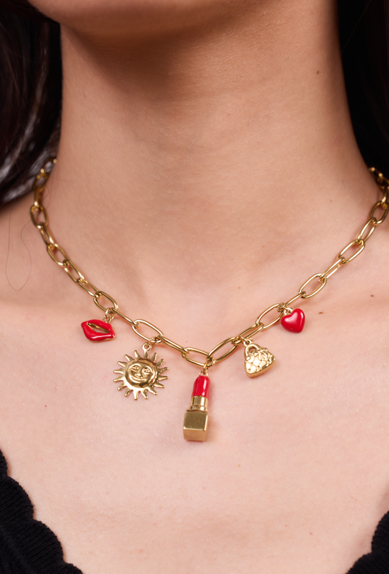 Collier Juliette – Chaîne Dorée Breloques Pop Glamour