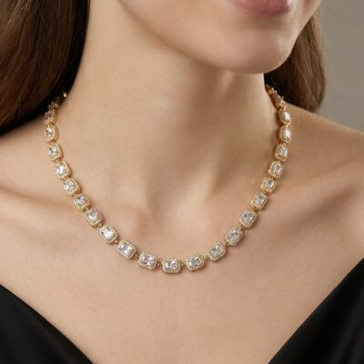 Collier Margaux – Ras de cou zircons carrés