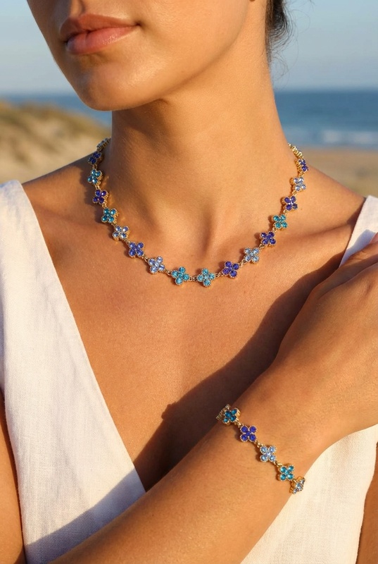 Collier Margaux – Trèfles Bleu Océan