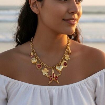 Collier Mila – Chaîne charms étoile et soleil