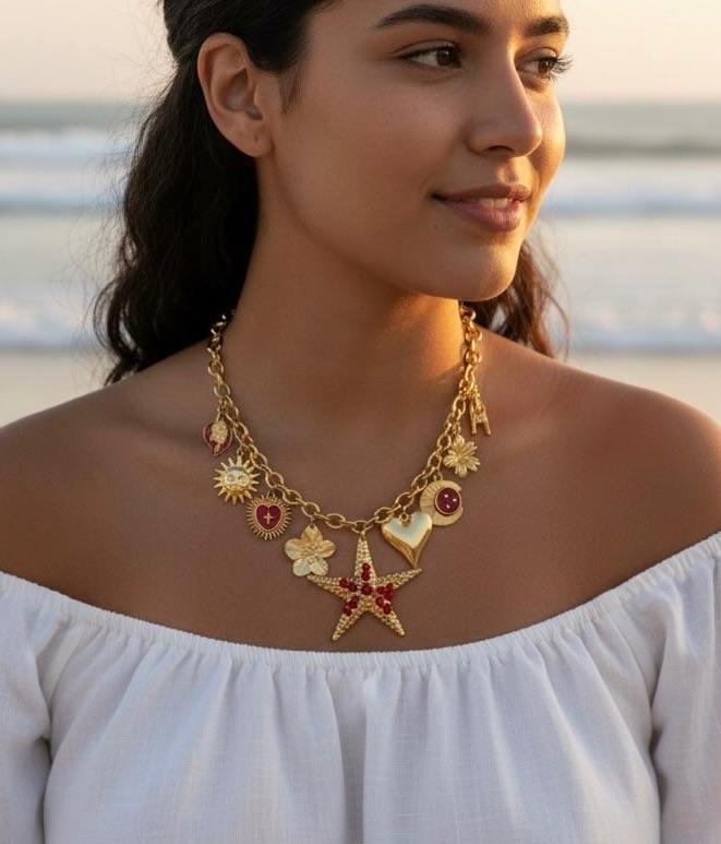 Collier Mila – Chaîne charms étoile et soleil
