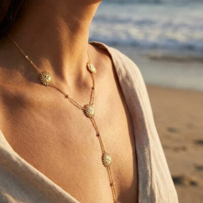 Collier Salomé – Soleils dorés en cascade