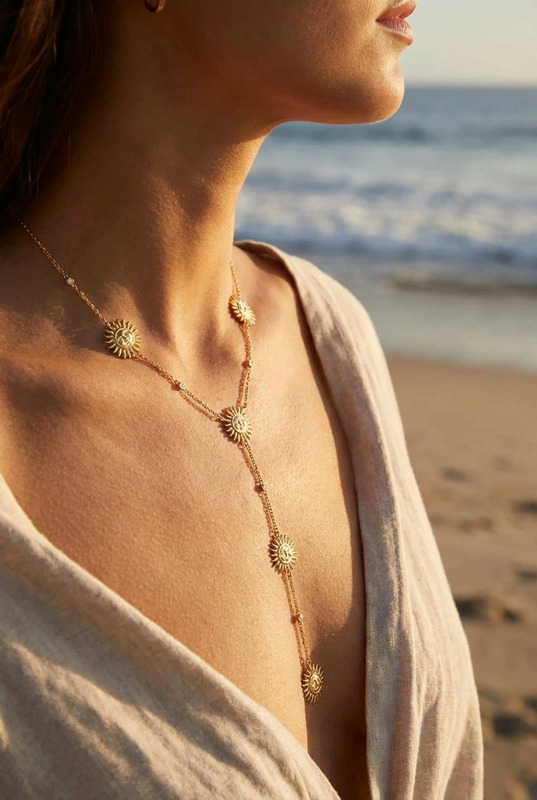 Collier Salomé – Soleils dorés en cascade