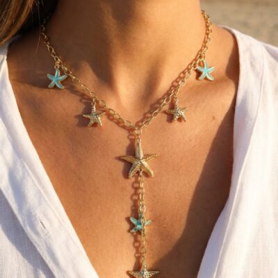 Collier Suzie – Étoiles de mer turquoise