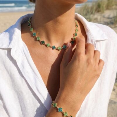 Collier Zoé – Trèfles Émeraude