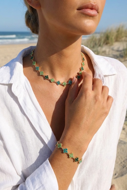 Collier Zoé – Trèfles Émeraude