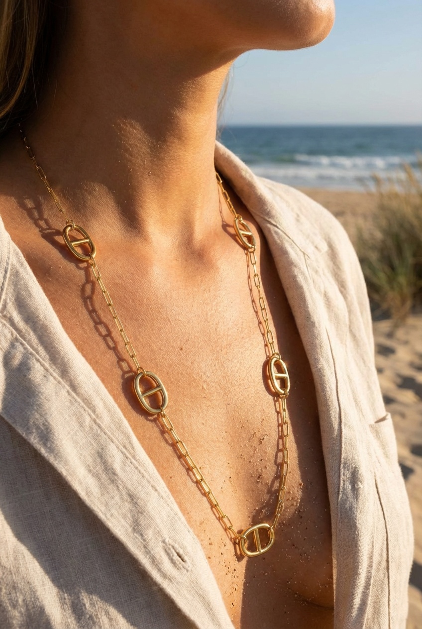 Sautoir Léna – Double Chaîne Dorée Layering